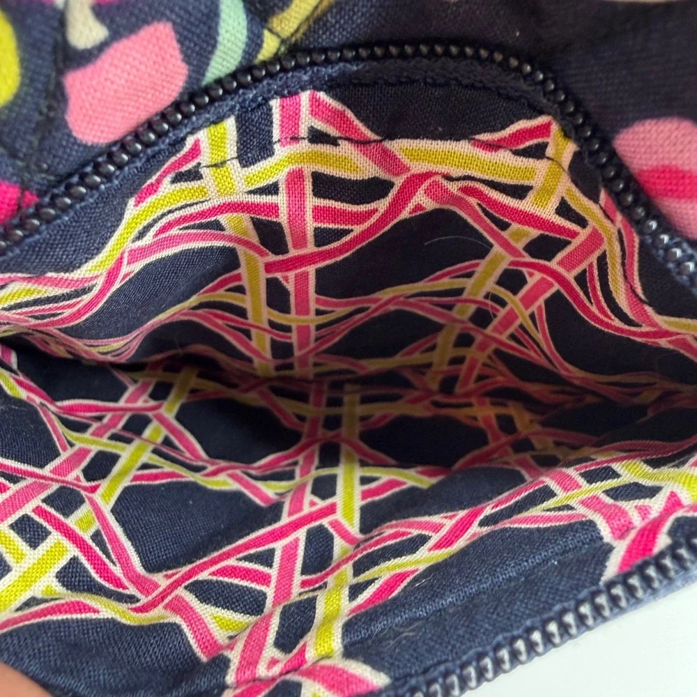 Vera Bradley Quilted Floral Butterfly Small Crossbody Bag Purse Blue Pink Yellow